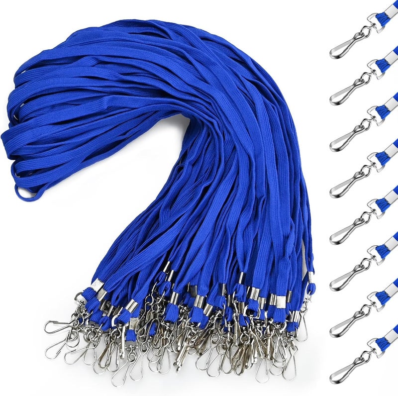 koorito 50 Pcs Badge Lanyards Flat Lanyards for ID Badges Bulk Blue lanyard with Swivel J Hook Clip for Office Worker, Student, Teacher - Image 1